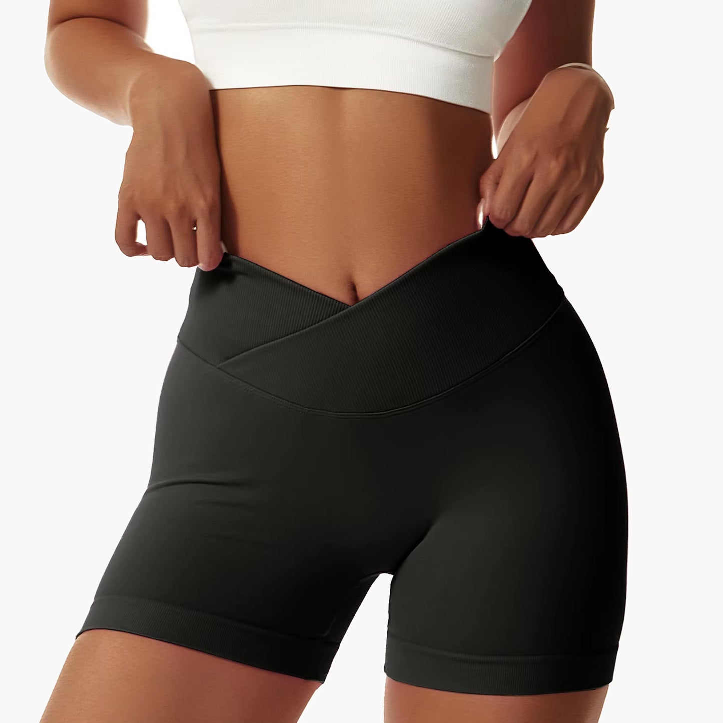 V Cross Waist Gym Shorts Women Clothes Scrunch Butt Yoga Shorts Booty Butt Lifting Biker Shorts Seamless Shorts Workout Leggings