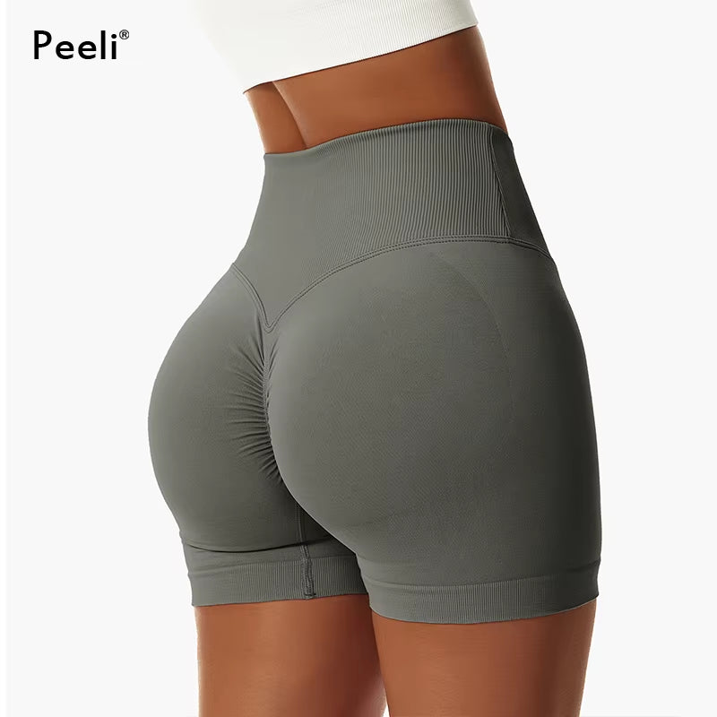 V Cross Waist Gym Shorts Women Clothes Scrunch Butt Yoga Shorts Booty Butt Lifting Biker Shorts Seamless Shorts Workout Leggings